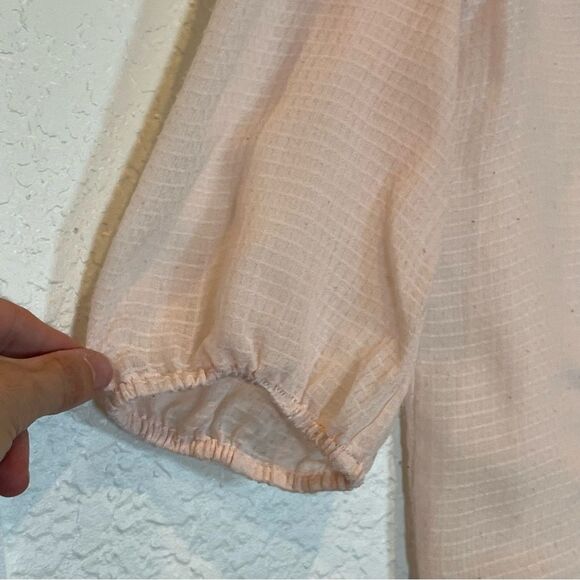 Urban Outfitters Piplette by Alice Ritter Embroidered Sheer Pink Top size Large - Picture 4 of 8